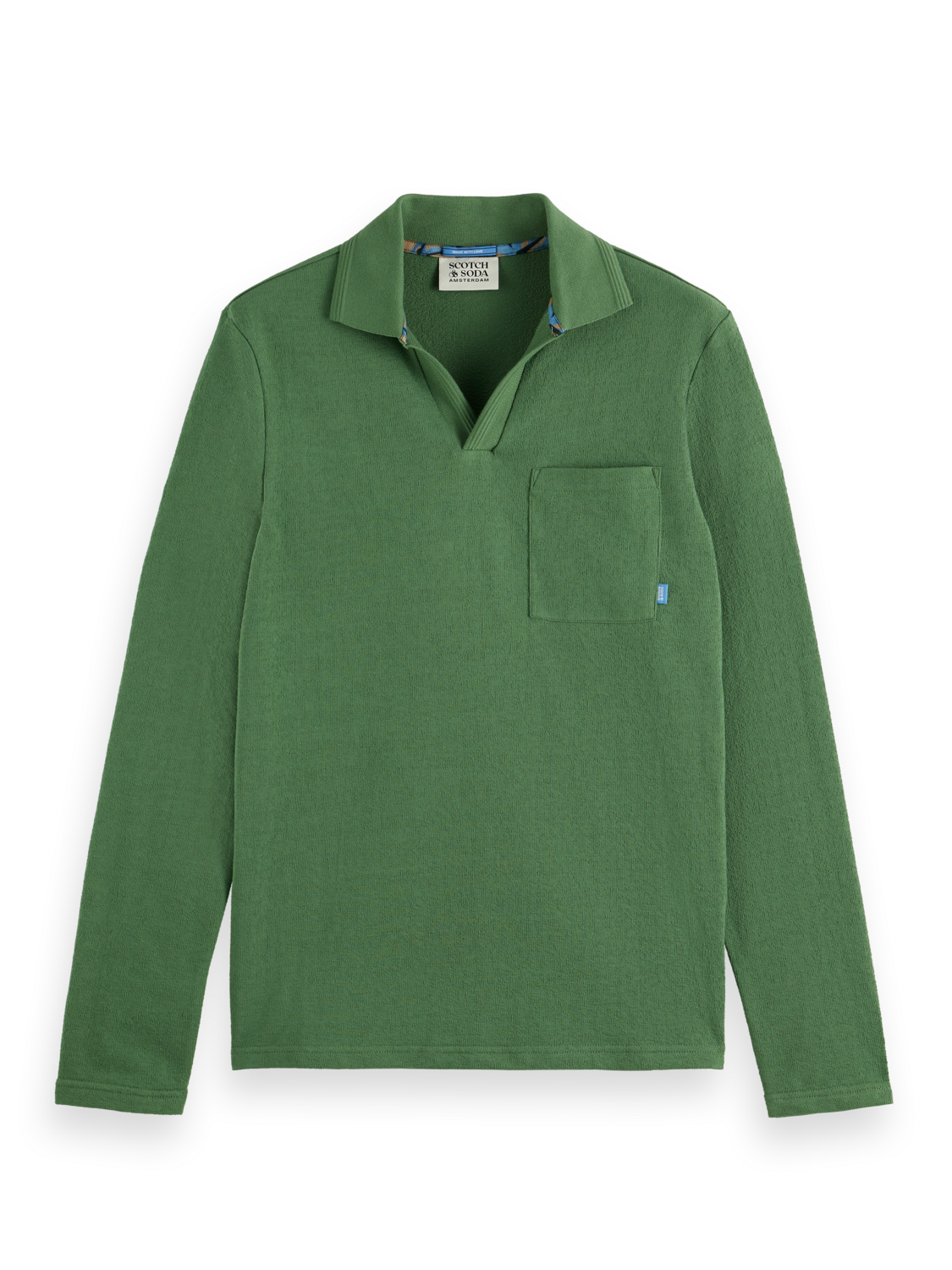 Relaxed Fit Long Sleeve Front Pocket Polo