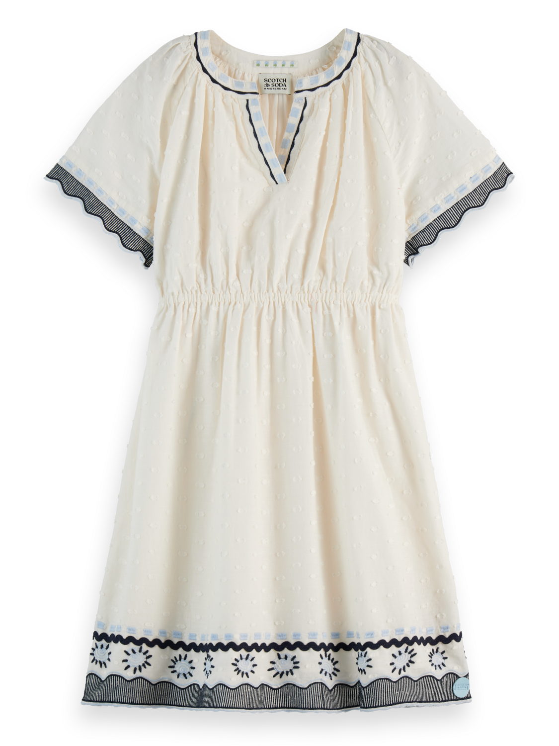 Girls' V-Neck Embroidered Dress