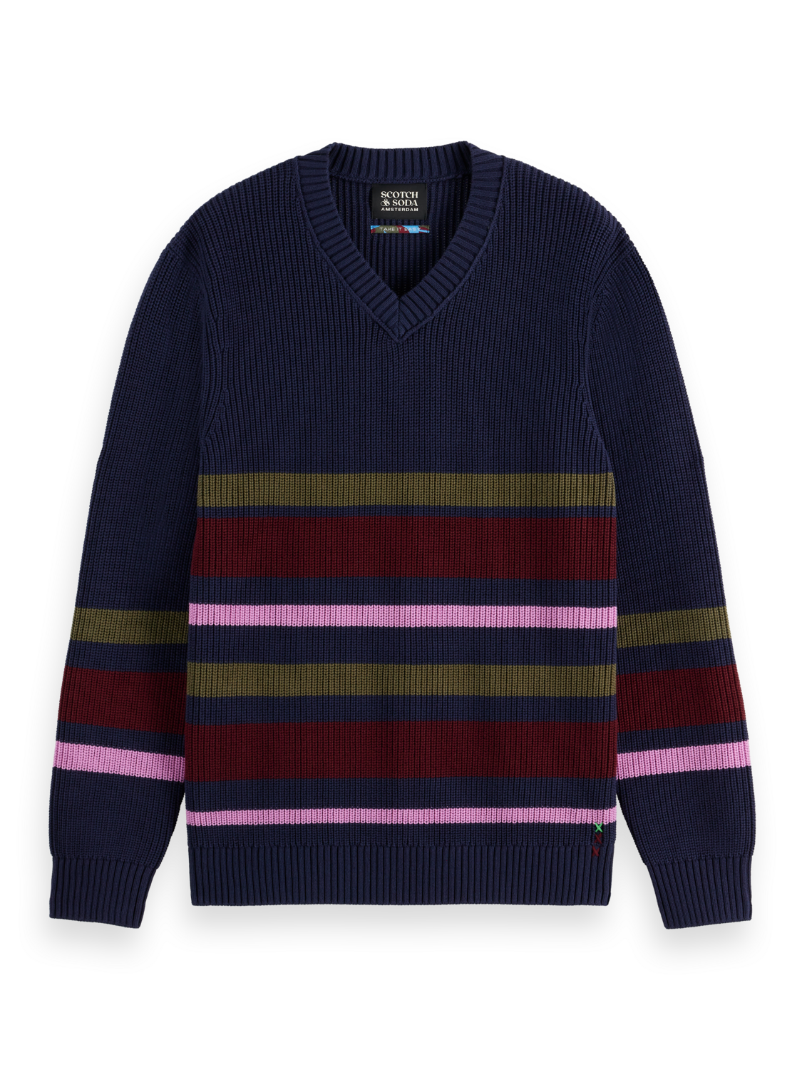 Regular Fit Stripe V-Neck Pullover