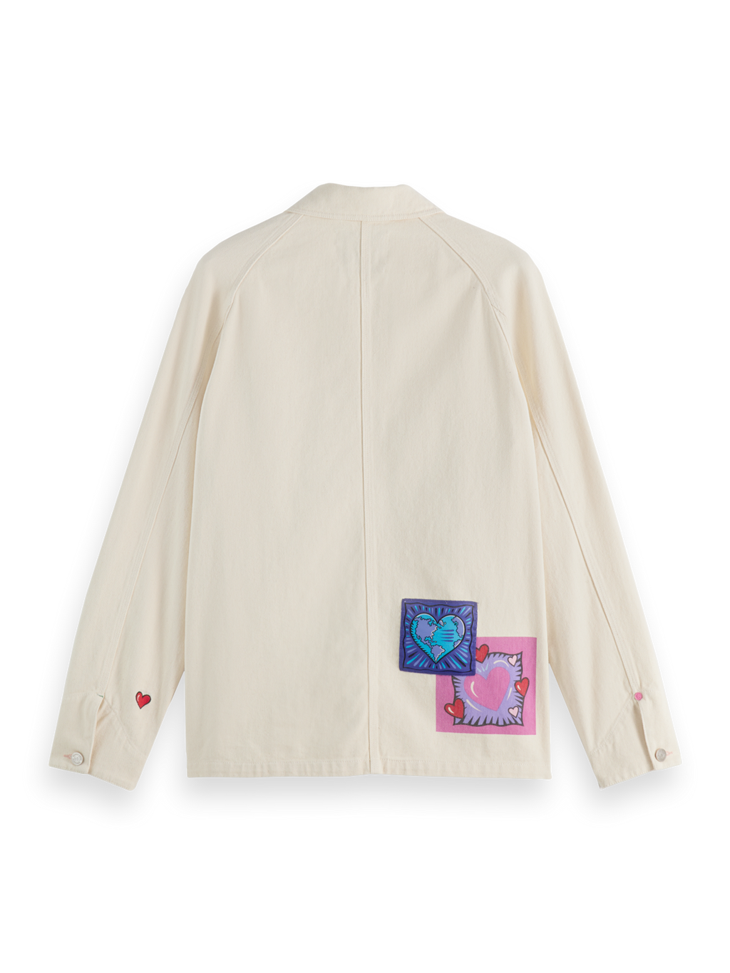 Scotch & Soda x Burton Morris Heart Printed Denim Jacket | Ecru Love