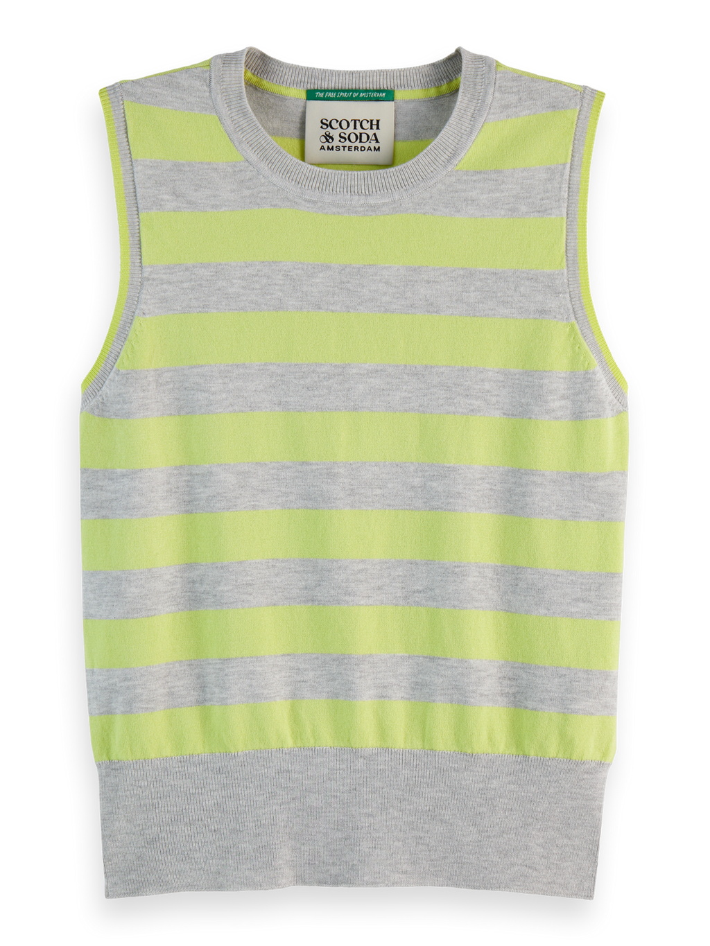 Stripe Crew Neck Relaxed Knit Vest