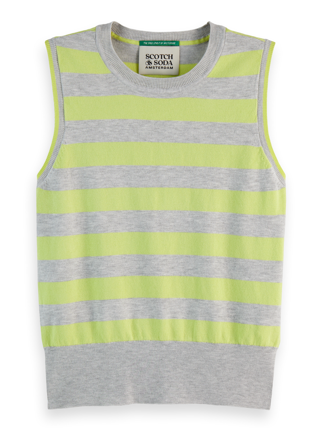 Stripe Crew Neck Relaxed Knit Vest