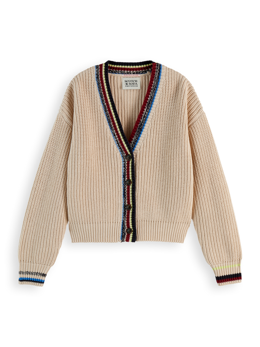 Relaxed Stripe Trim Cardigan