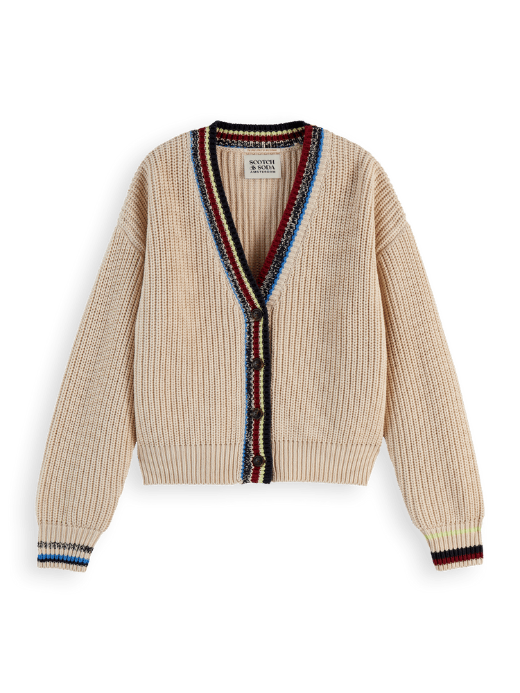 Relaxed Stripe Trim Cardigan