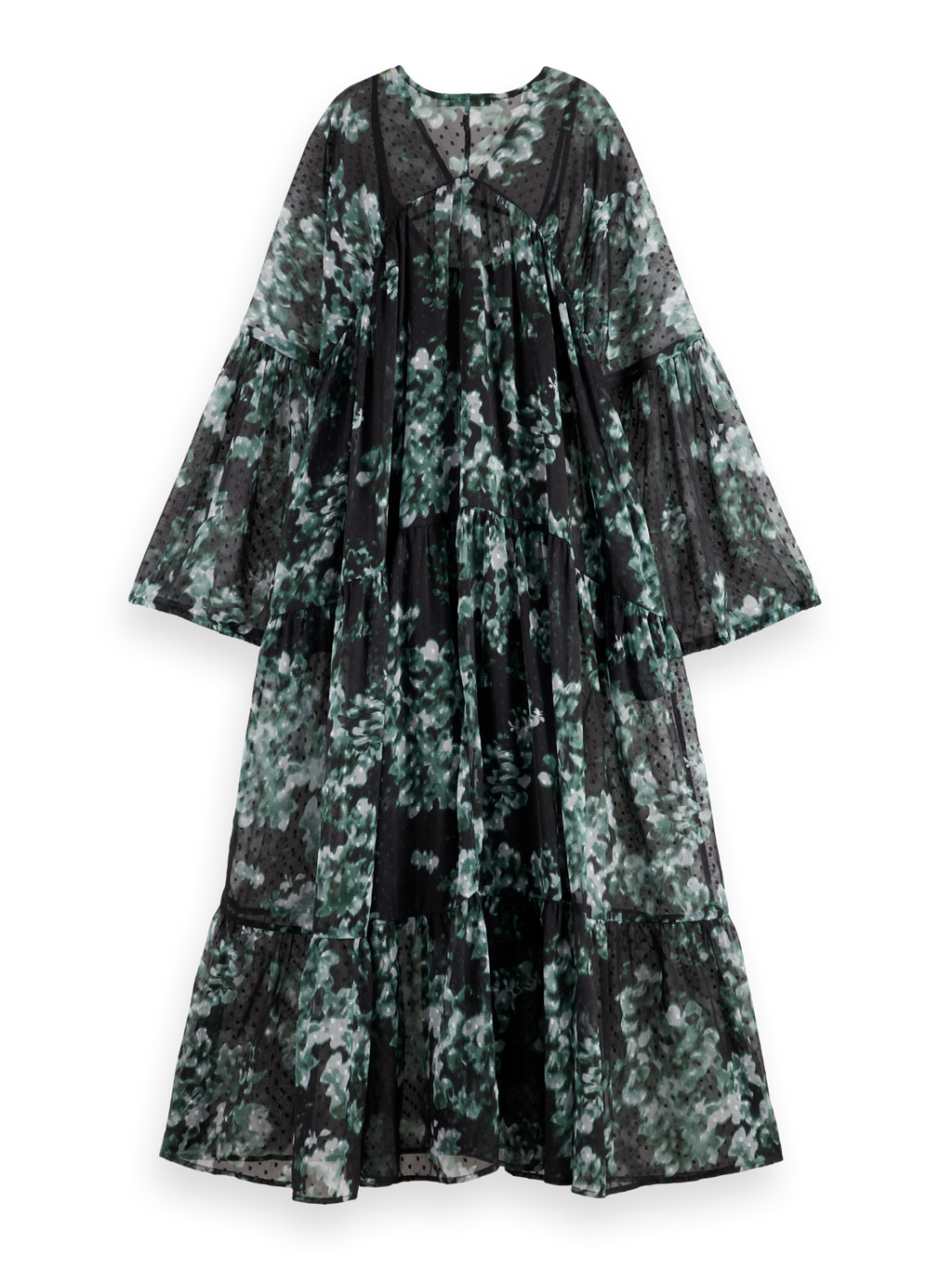 Floral Printed Fil Coupe Maxi Dress