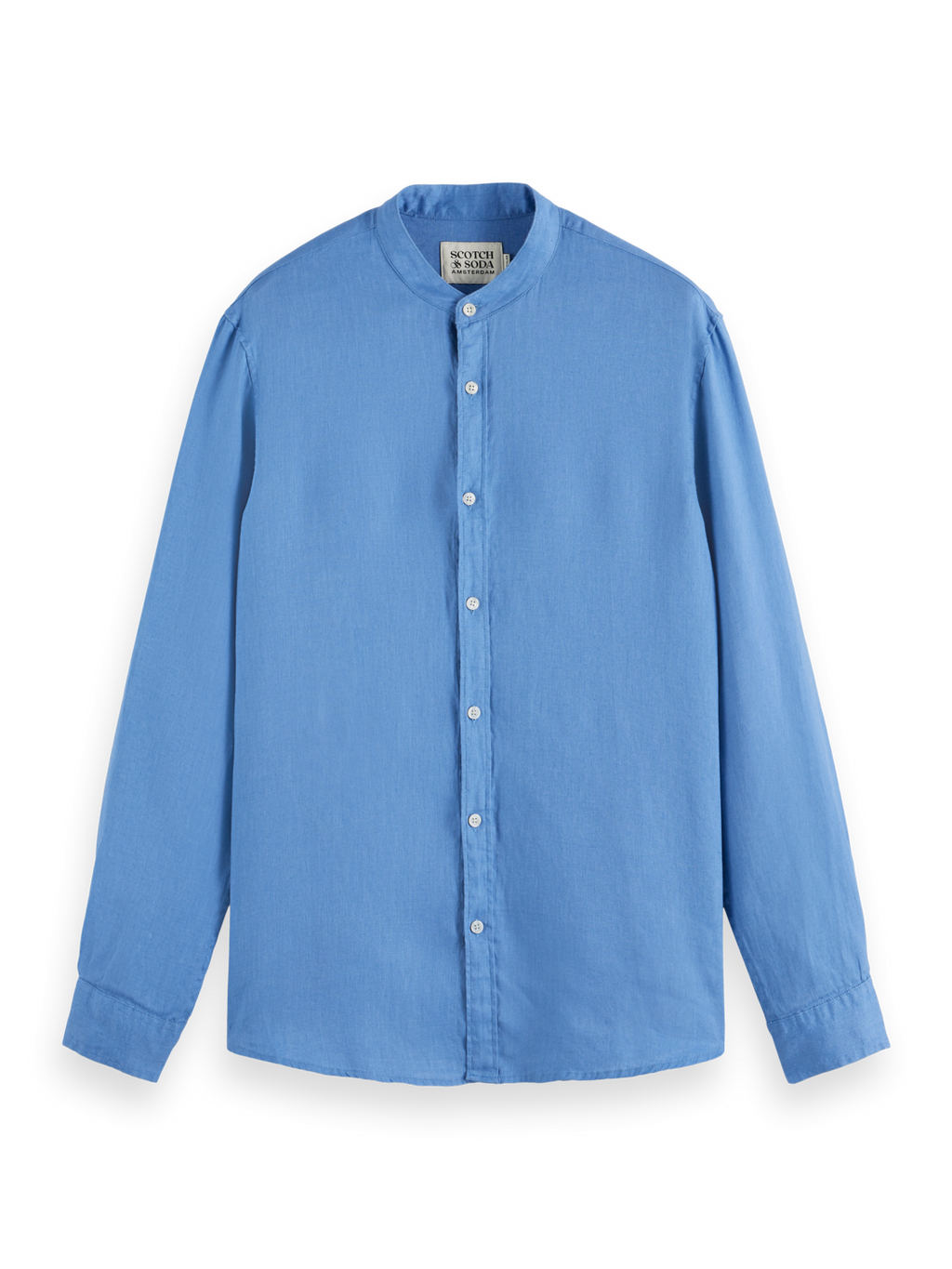 Regular Fit Stand-Up Collar Linen Shirt