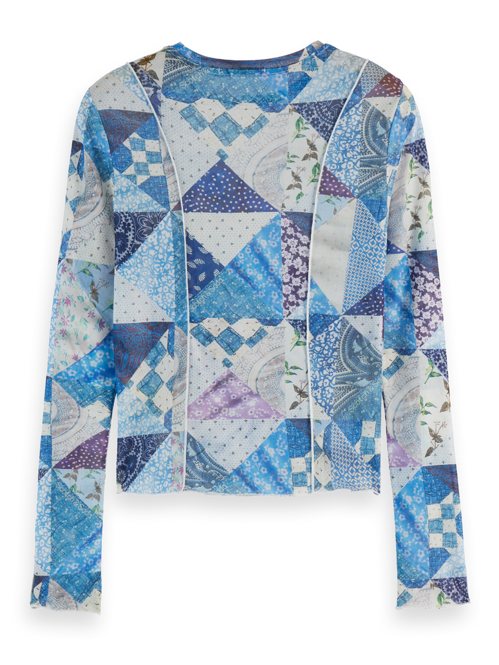 Quilted Print Mesh Long Sleeve Shirt