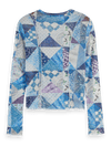 Quilted Print Mesh Long Sleeve Shirt