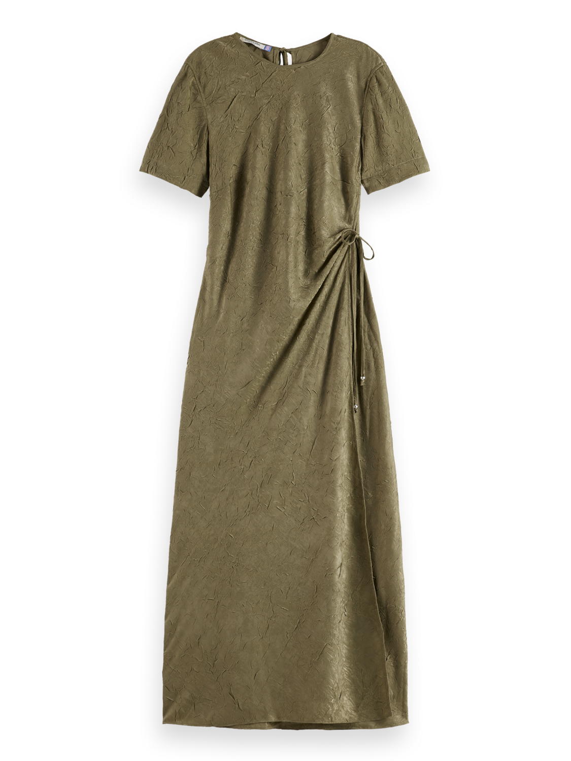 Midi Crushed Satin Wrap Dress