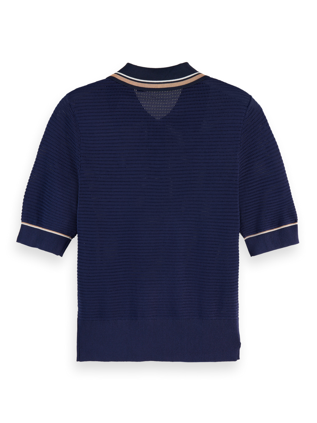 Pointelle Collared Knit Top