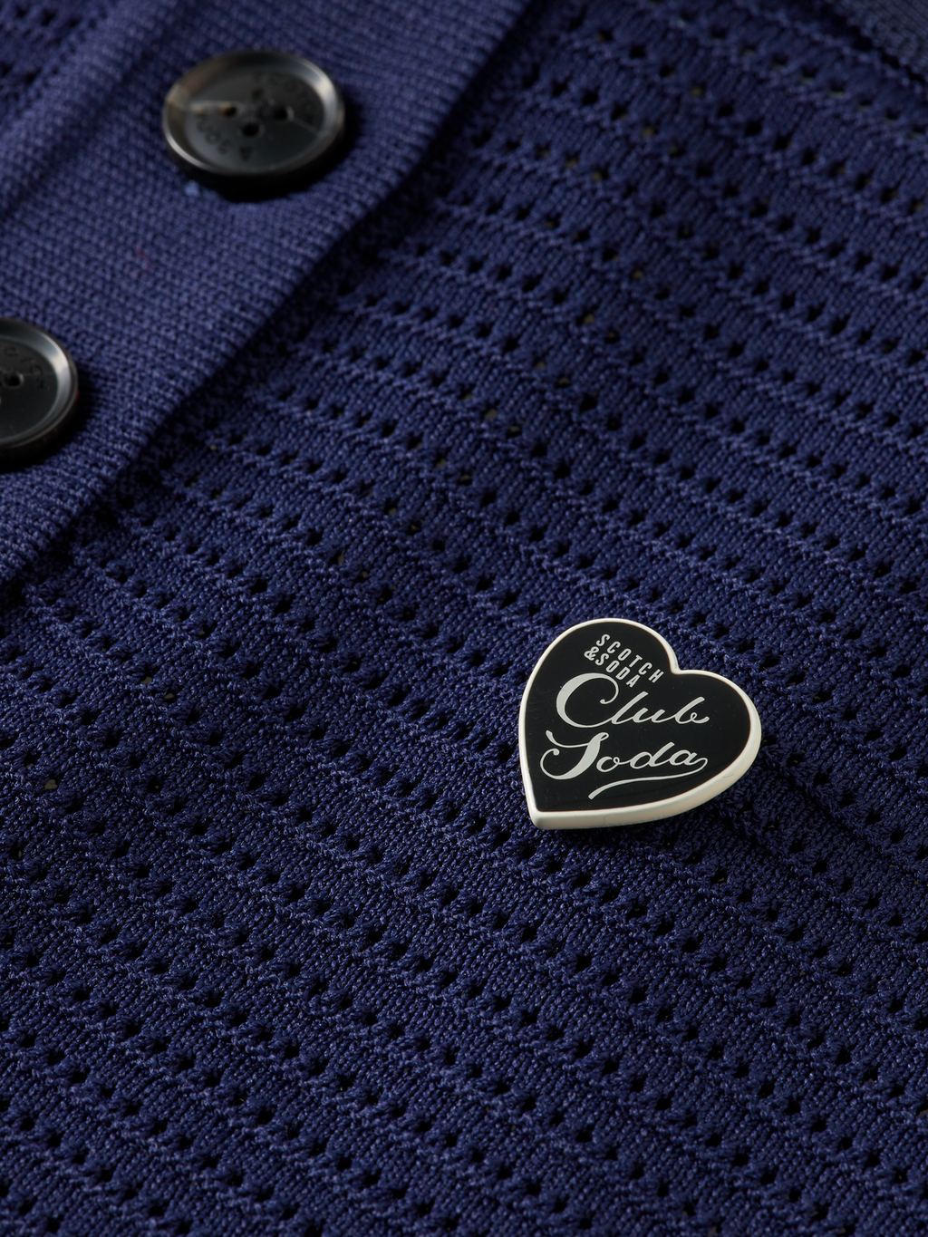 Pointelle Collared Knit Top