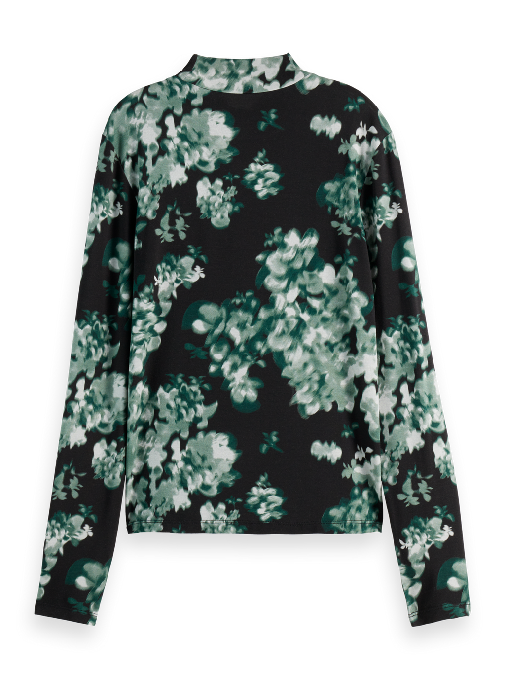Floral Printed Mock Neck Long Sleeve Shirt