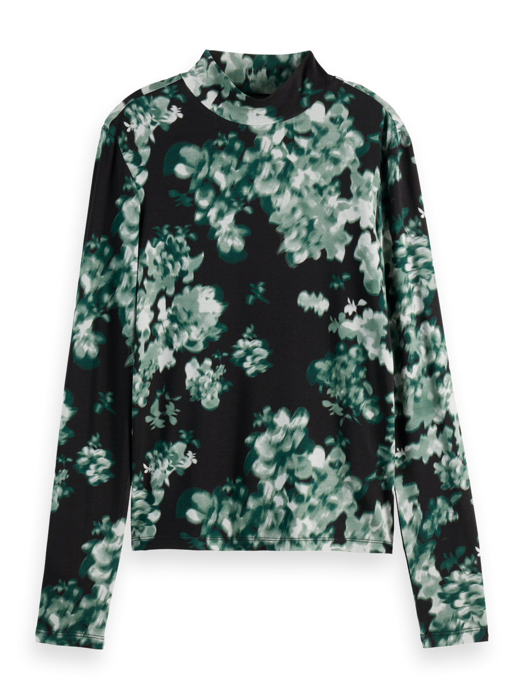Floral Printed Mock Neck Long Sleeve Shirt