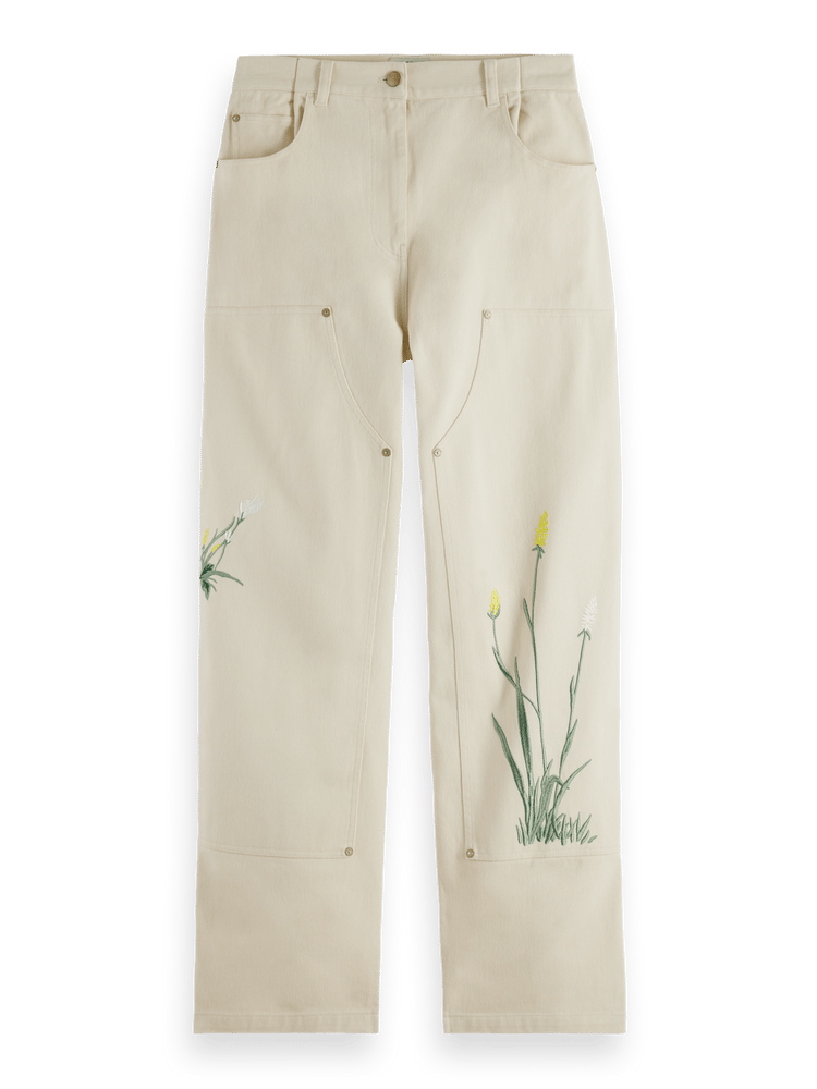 Raine High Rise Wide Leg Embroidered Pant