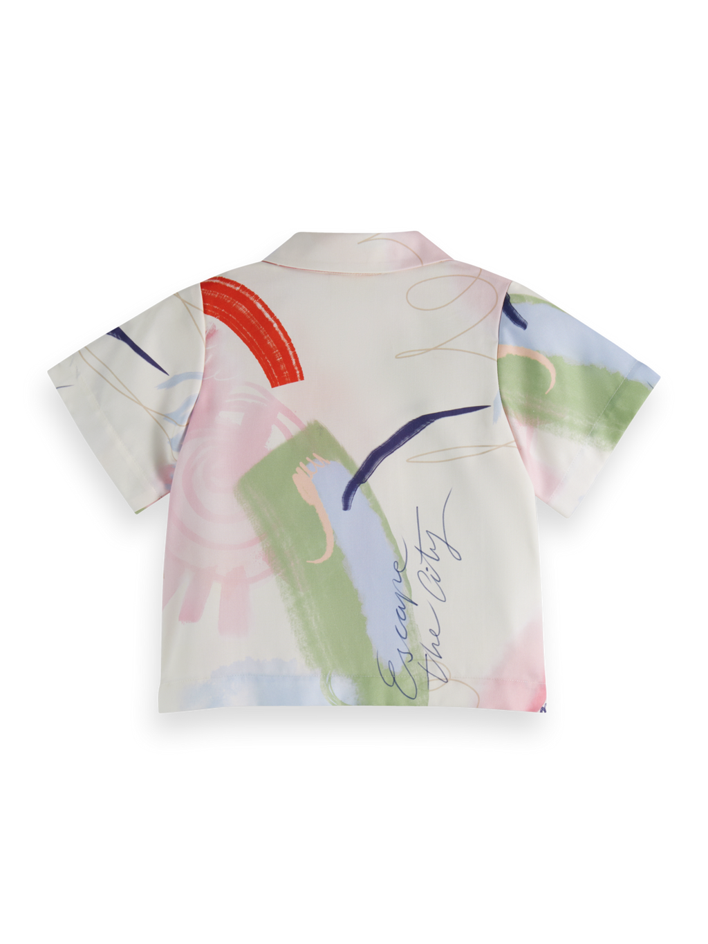 Girls' Linen-Blend Printed Short Sleeve Shirt
