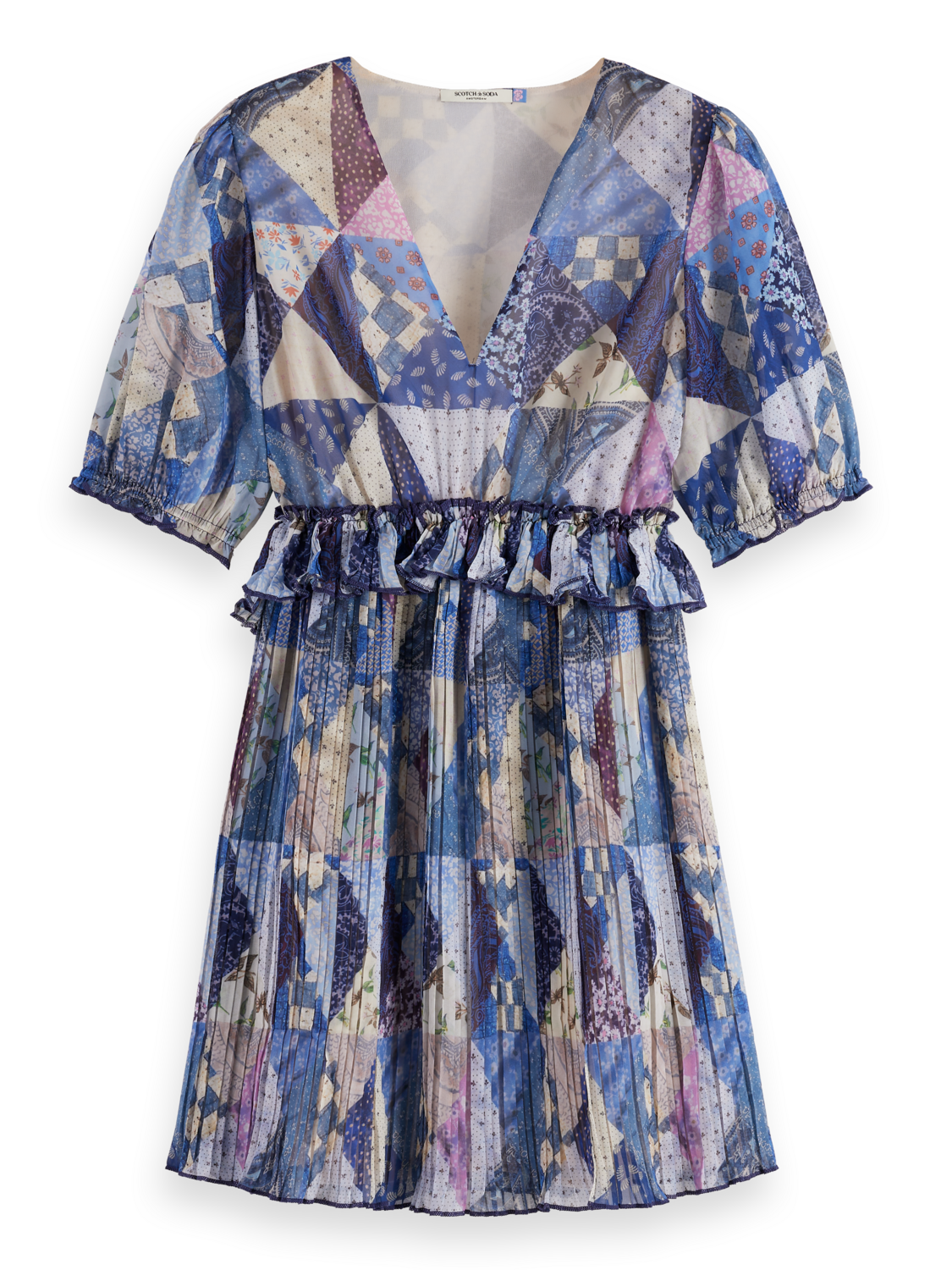 Quilted Pleated Mini Dress