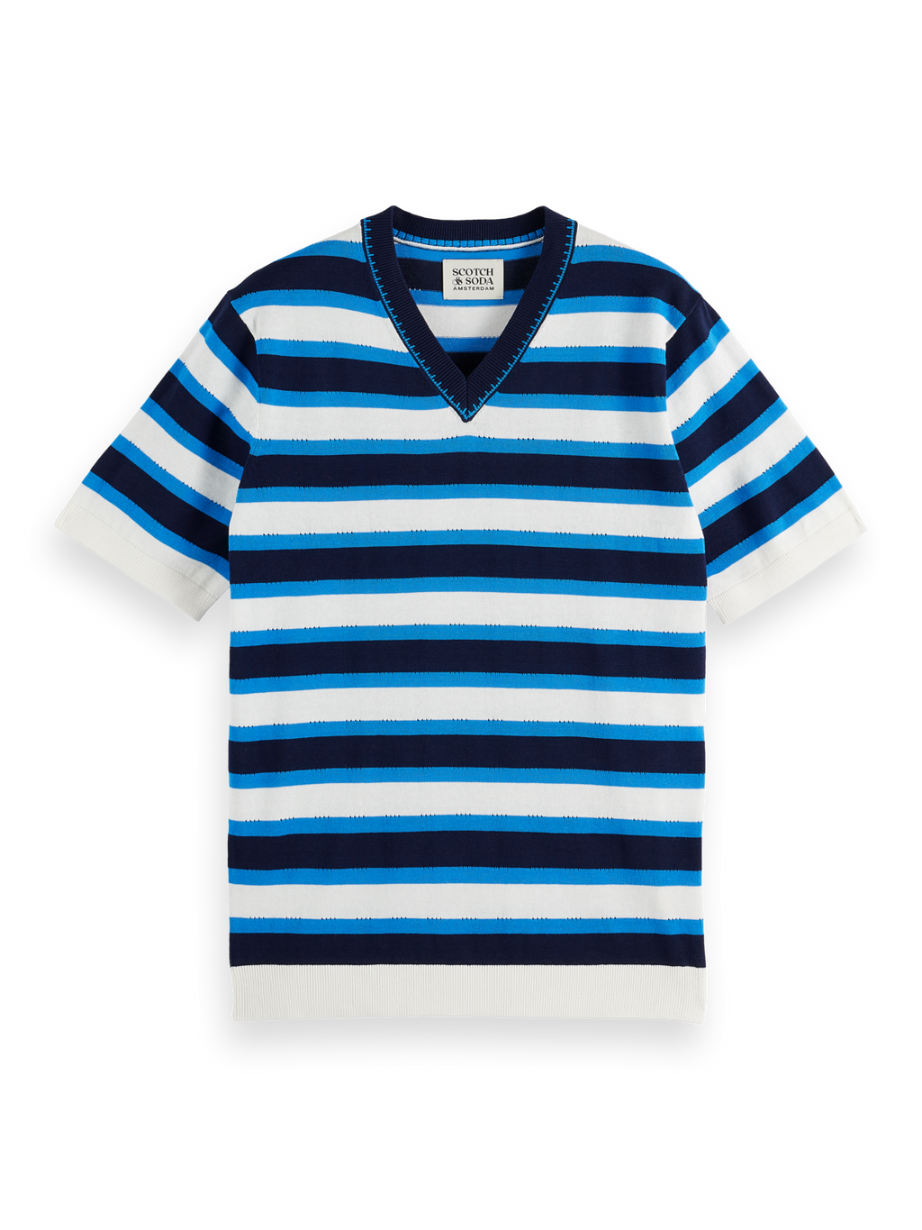 Striped Knit V-Neck T-Shirt
