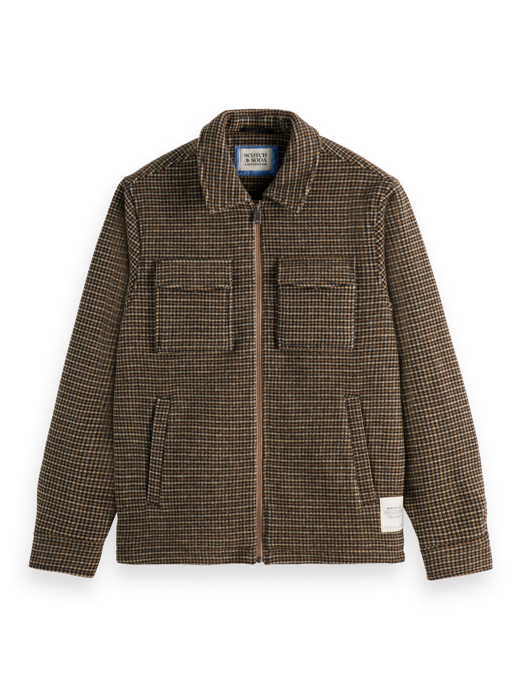 Wool-Blend Regular Fit Check Jacket