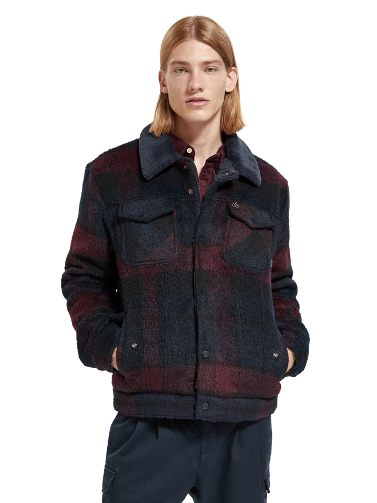 Jacquard Trucker Jacket With Teddy Collar Scotch Soda