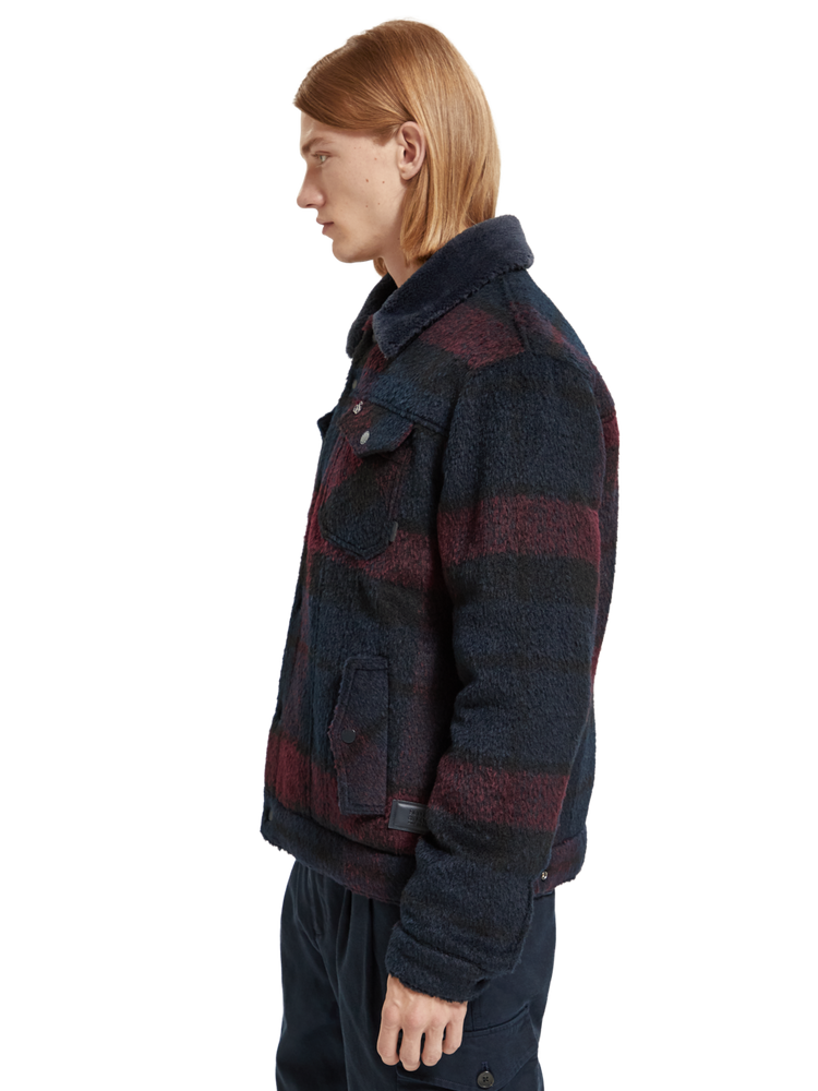 Jacquard Trucker Jacket With Teddy Collar Scotch Soda