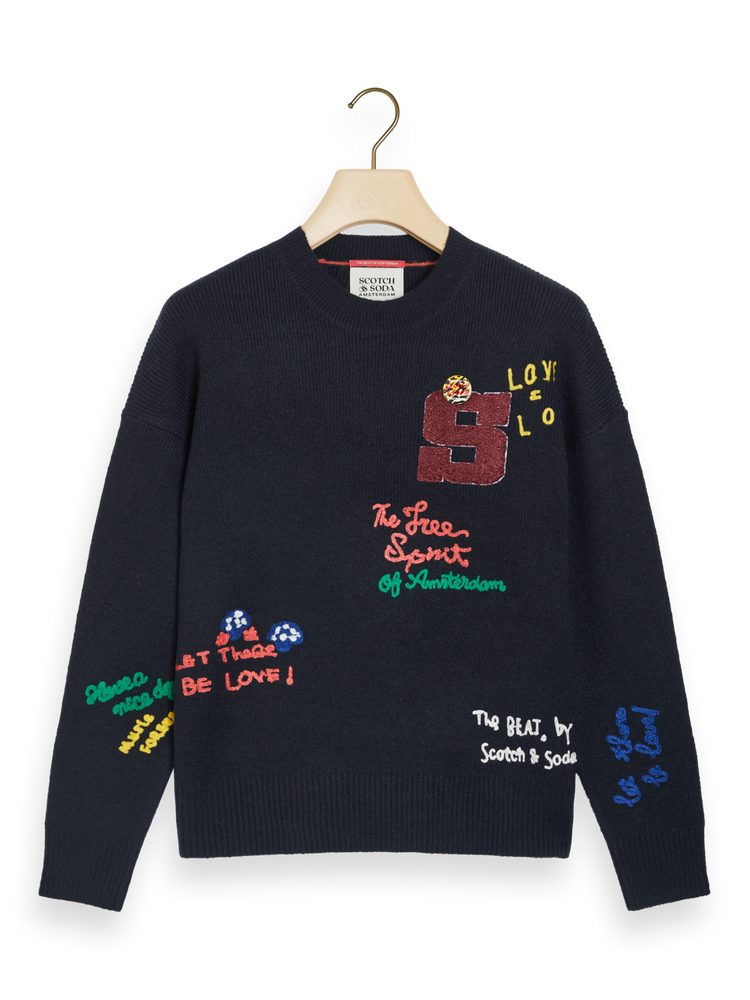 Varsity Embroidered Pullover Scotch Soda