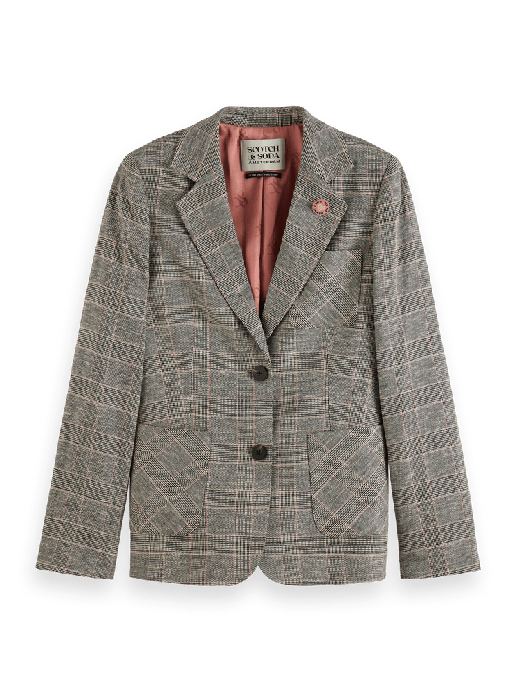 Prince Of Wales Check Single Breasted Blazer