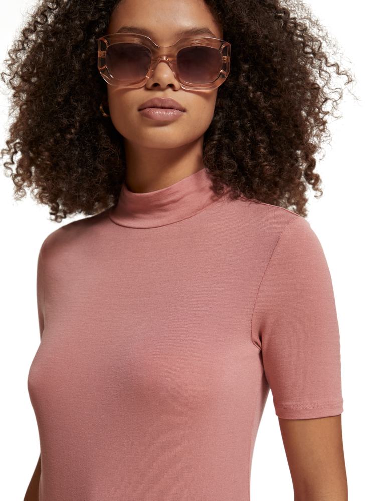 Pink high 2024 neck t shirt