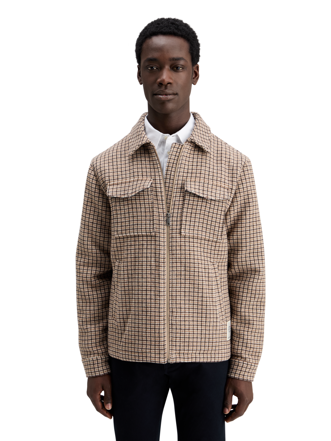 Wool Blend Zip-Thru Overshirt