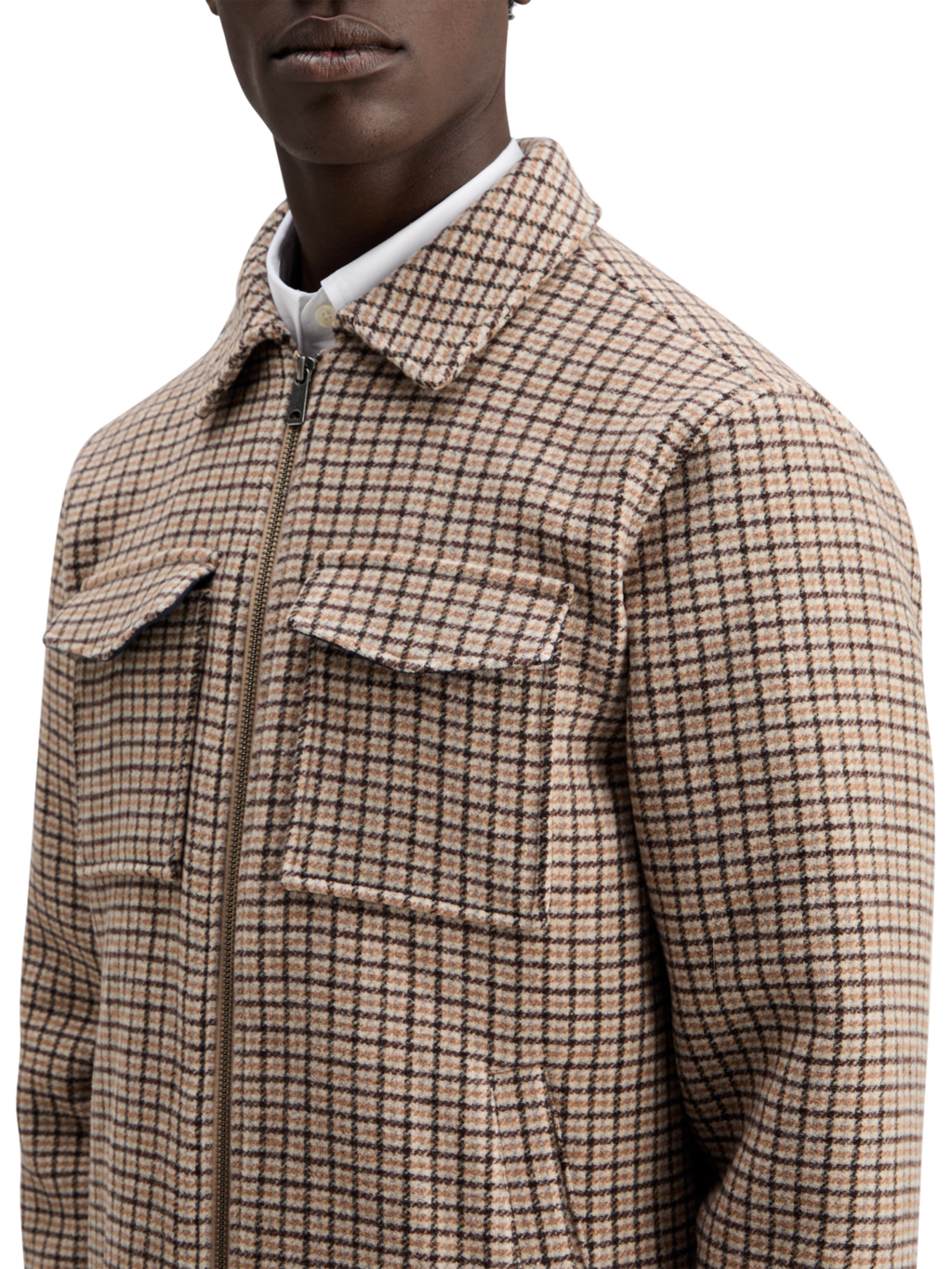 Wool Blend Zip-Thru Overshirt