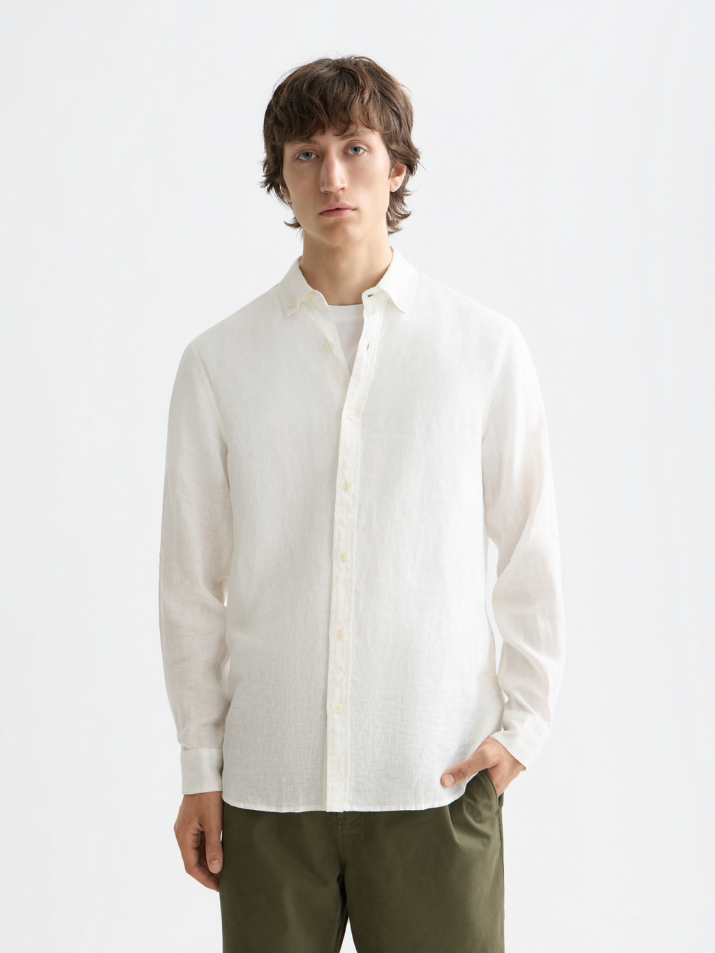 Essentials Linen Long Sleeve Button-Down Shirt Scotch & Soda Essentials Linen Long Sleeve Button-Down Shirt Scotch & Soda