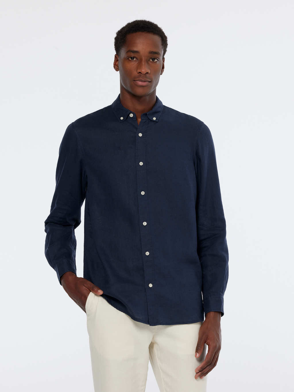 Essentials — Linen Long Sleeve Button-Down Shirt