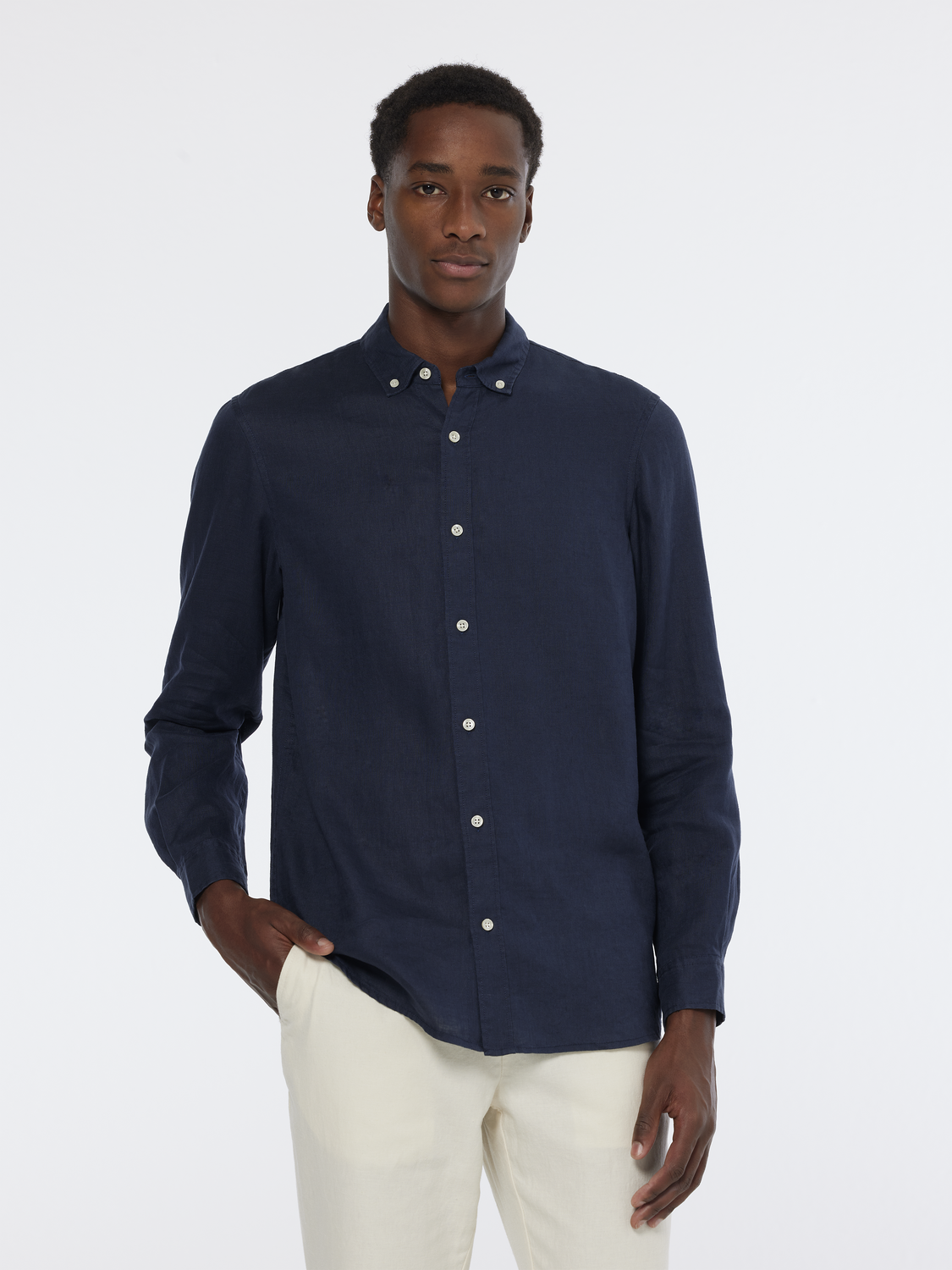 Essentials — Linen Long Sleeve Button-Down Shirt