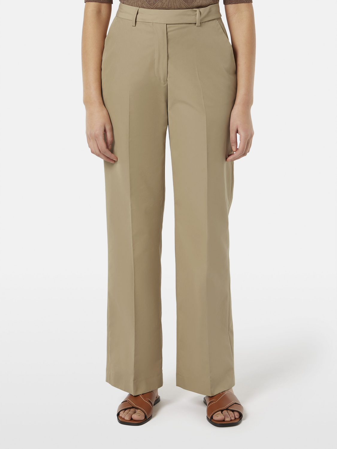 Edie Tailored Wide-Leg Fixed Belt Pant