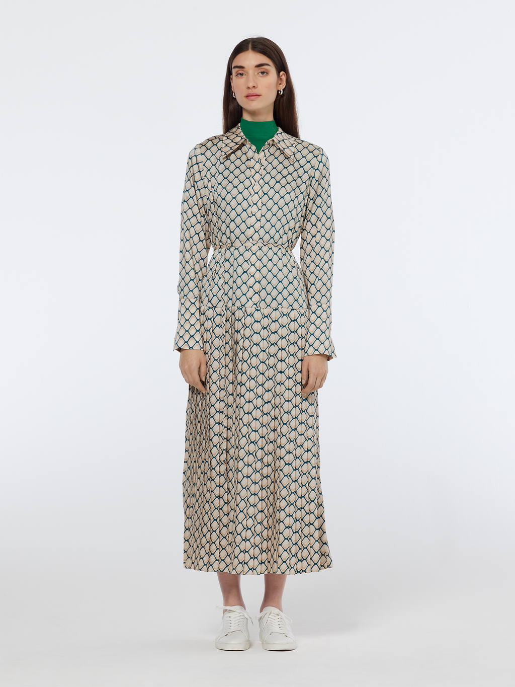 Pleated Printed Maxi Dress