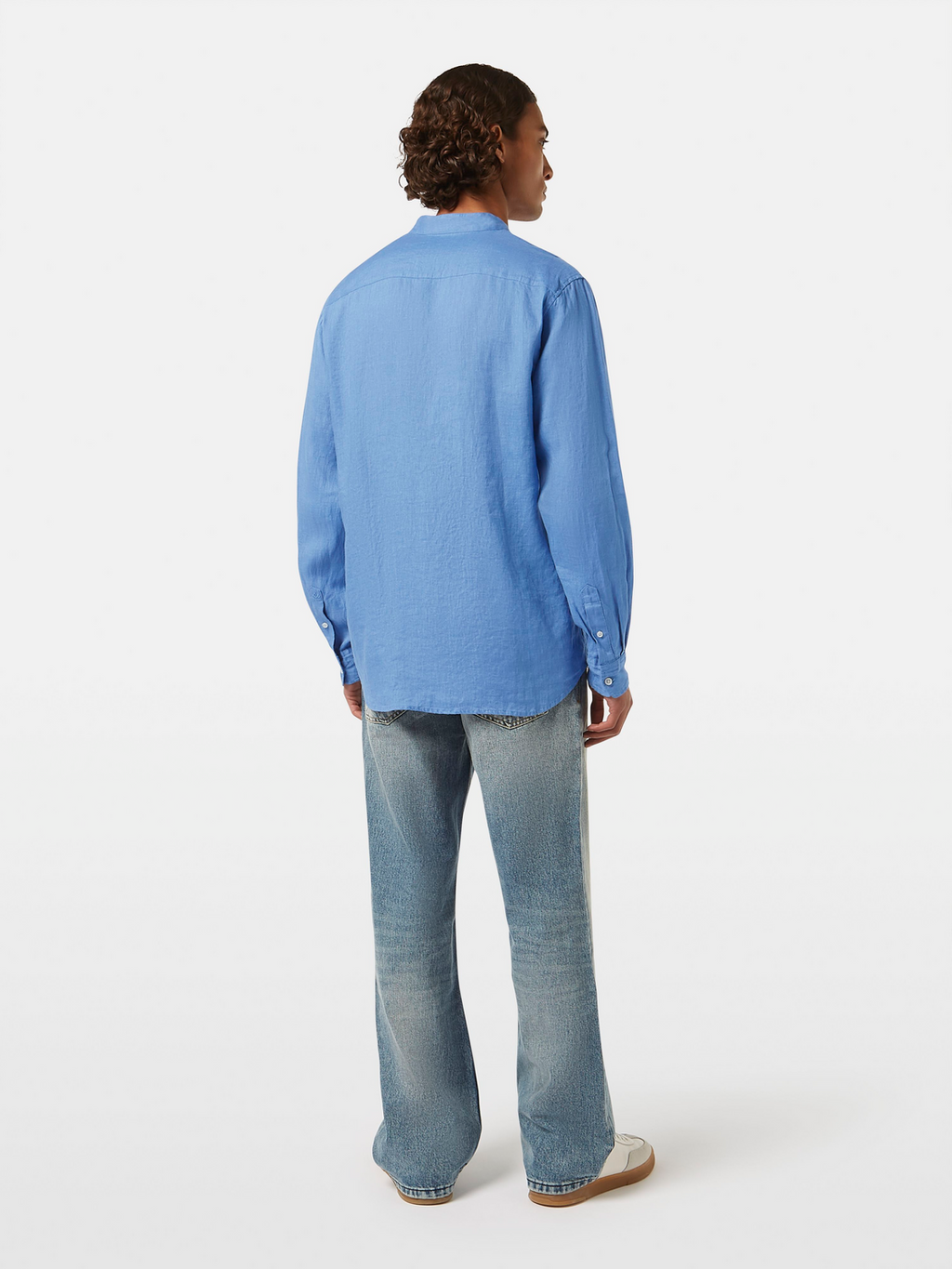 Regular Fit Stand-Up Collar Linen Shirt