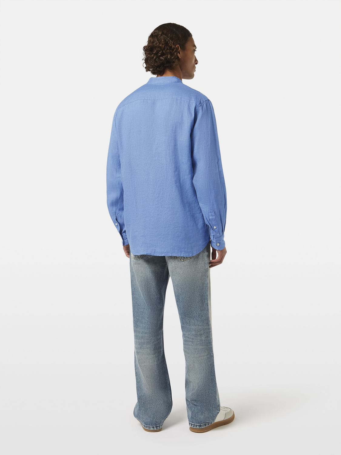 Regular Fit Stand-Up Collar Linen Shirt