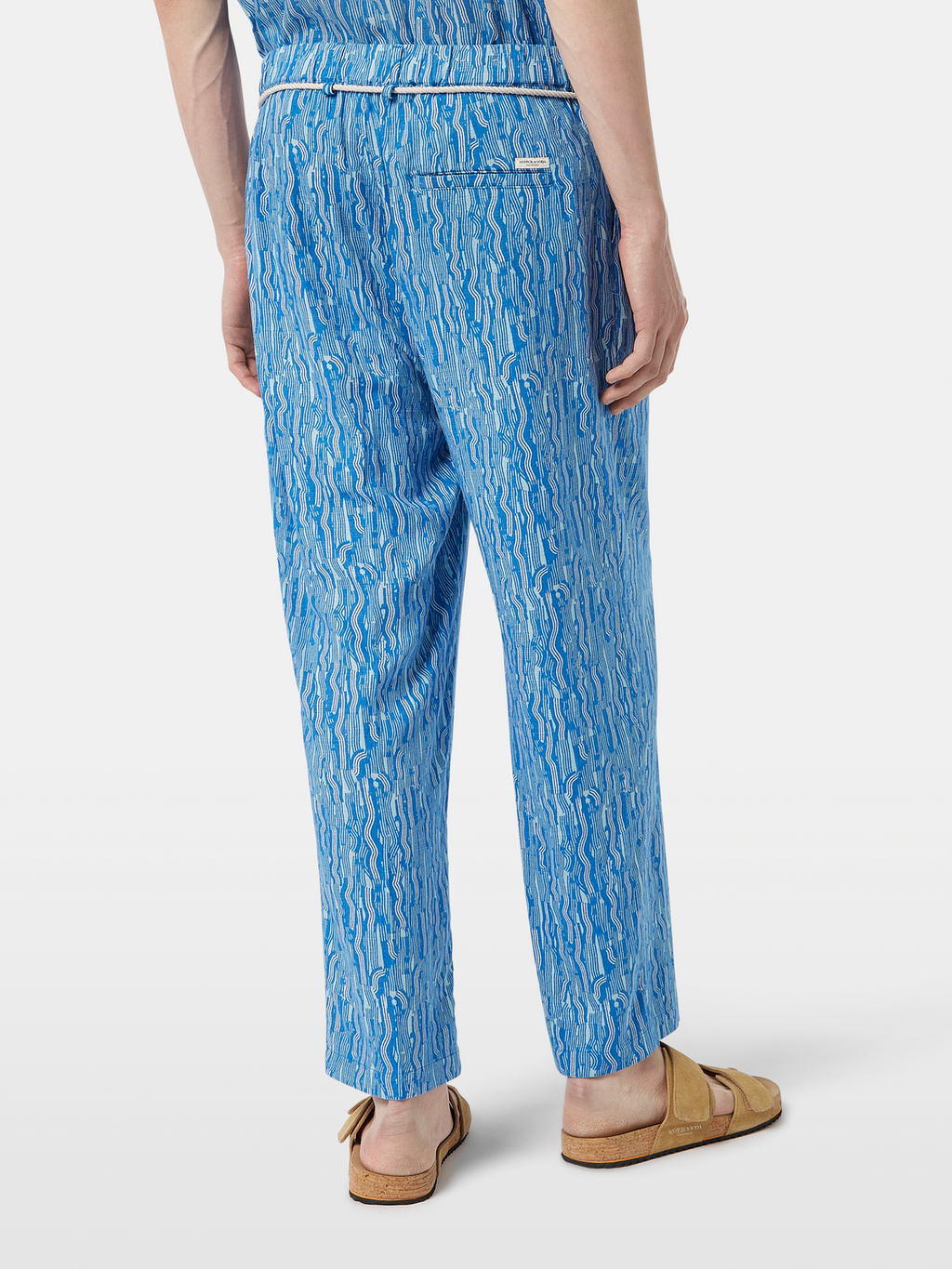 Printed Wide Fit Linen-Blend Jogger