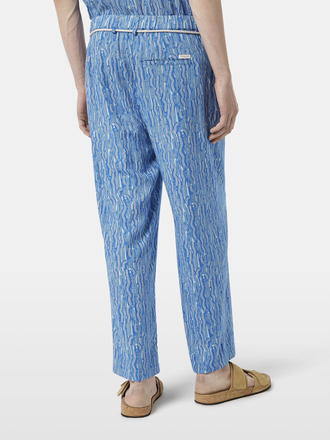 Printed Wide Fit Linen-Blend Jogger