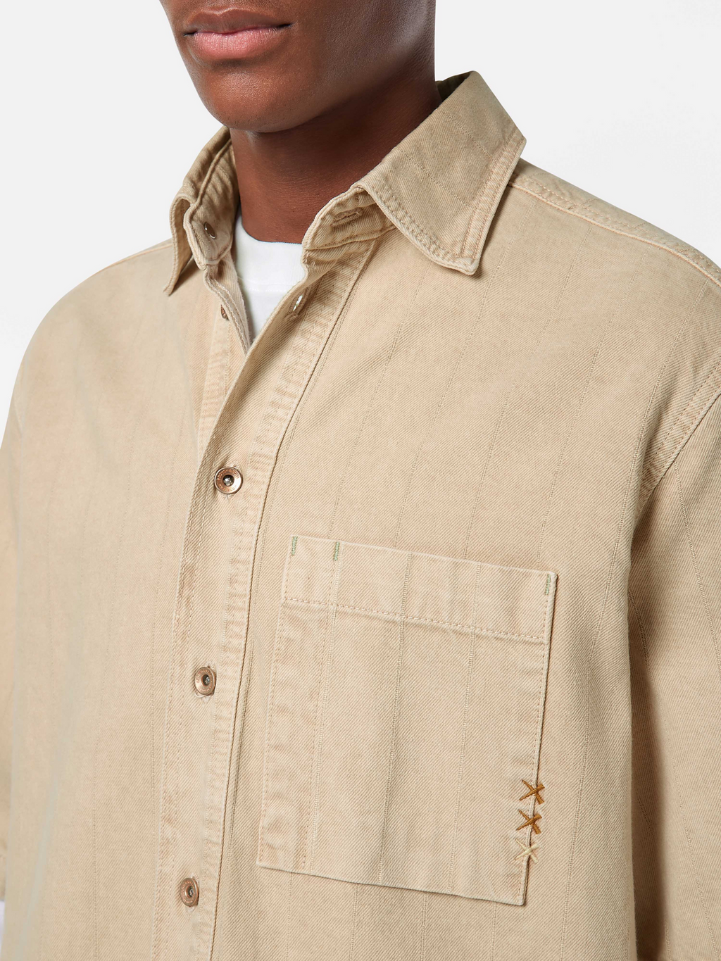 Short-Sleeve Washed Denim Shirt | Desert Sand