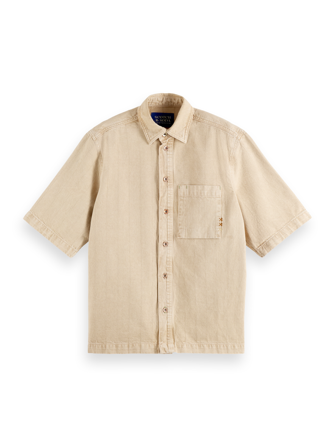Short-Sleeve Washed Denim Shirt | Desert Sand