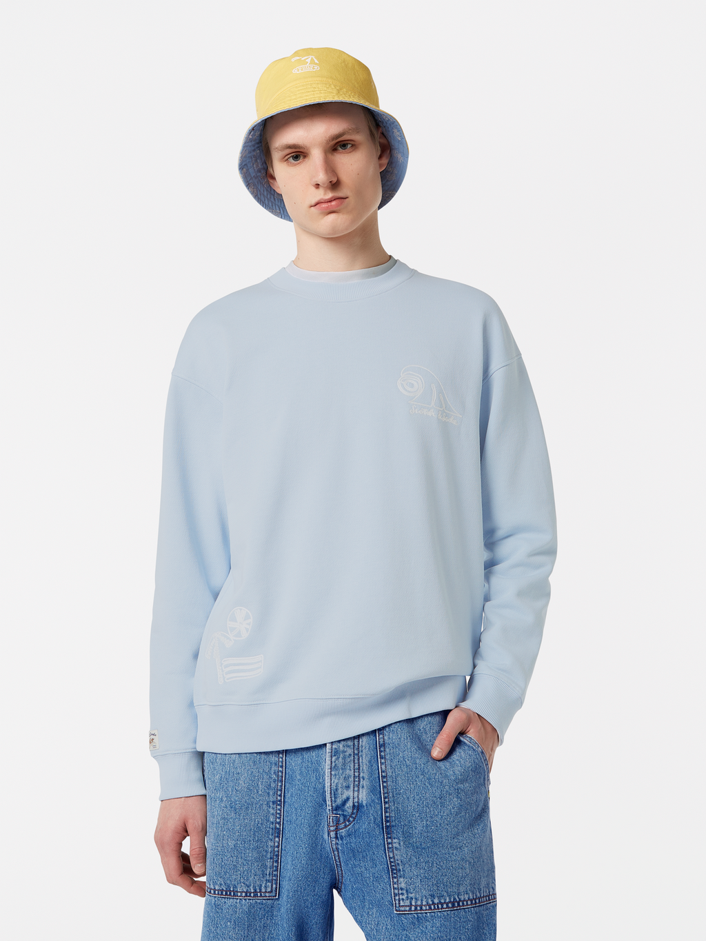 Relaxed-Fit Slub Embroidered Sweatshirt