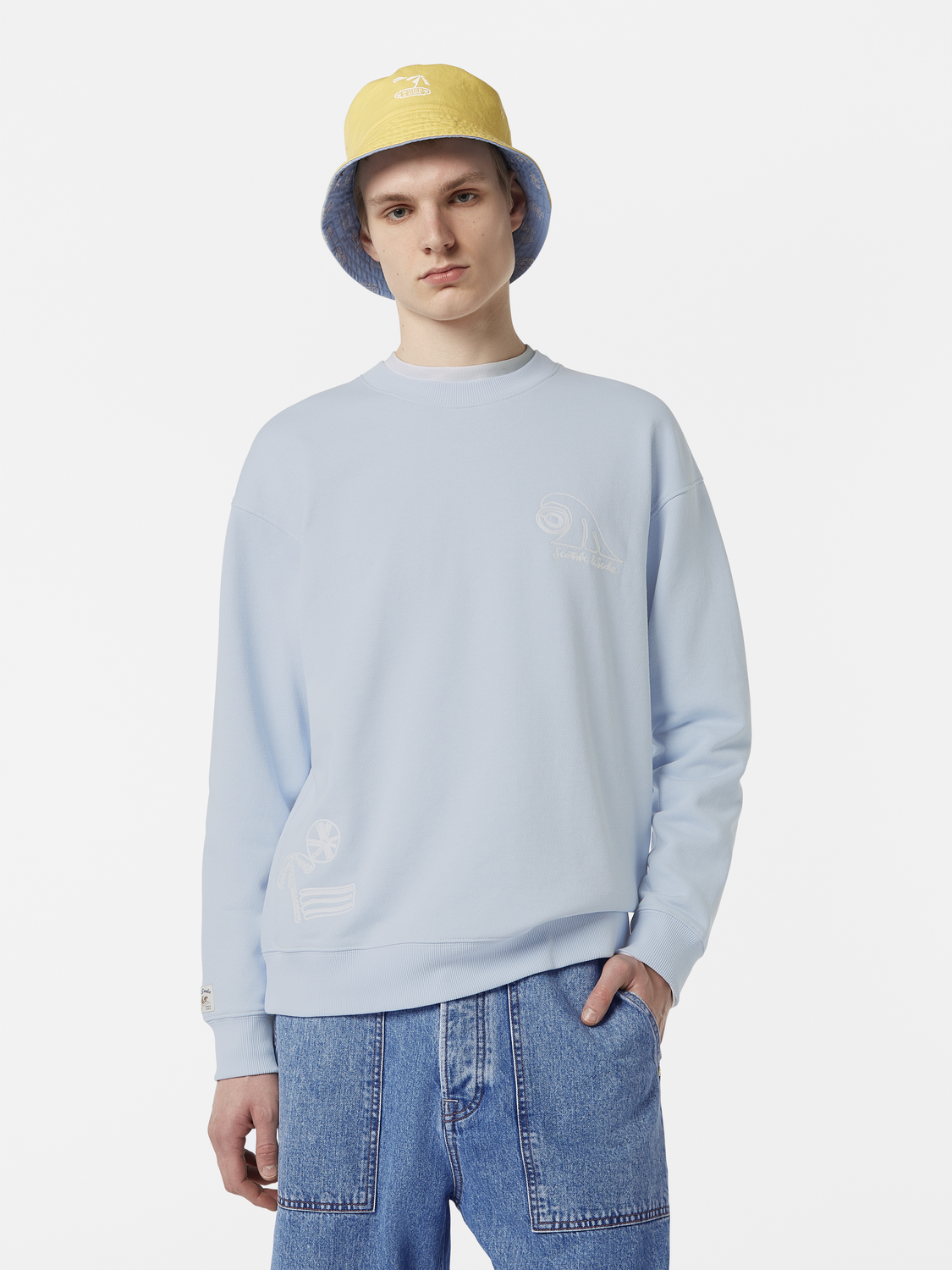 Relaxed-Fit Slub Embroidered Sweatshirt