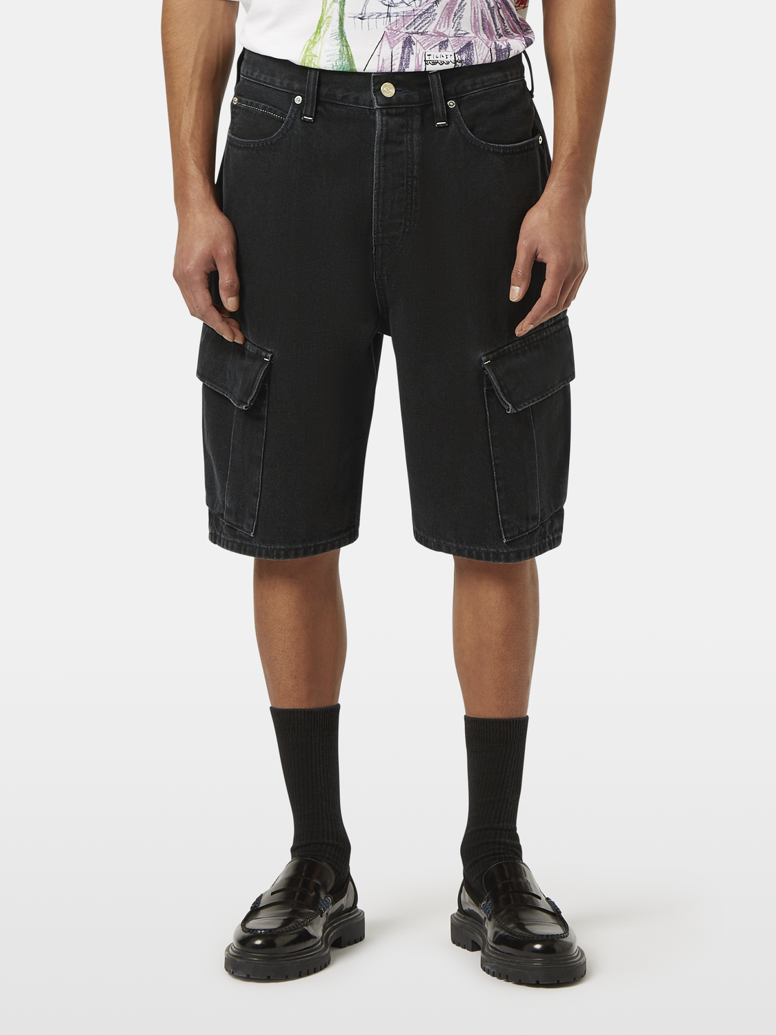 The Strand Loose Denim Cargo Short | Black Buzz