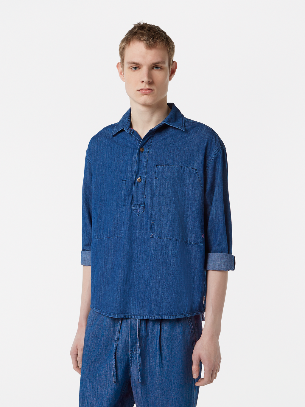 Lightweight Denim Quality Popover Workwear Shirt