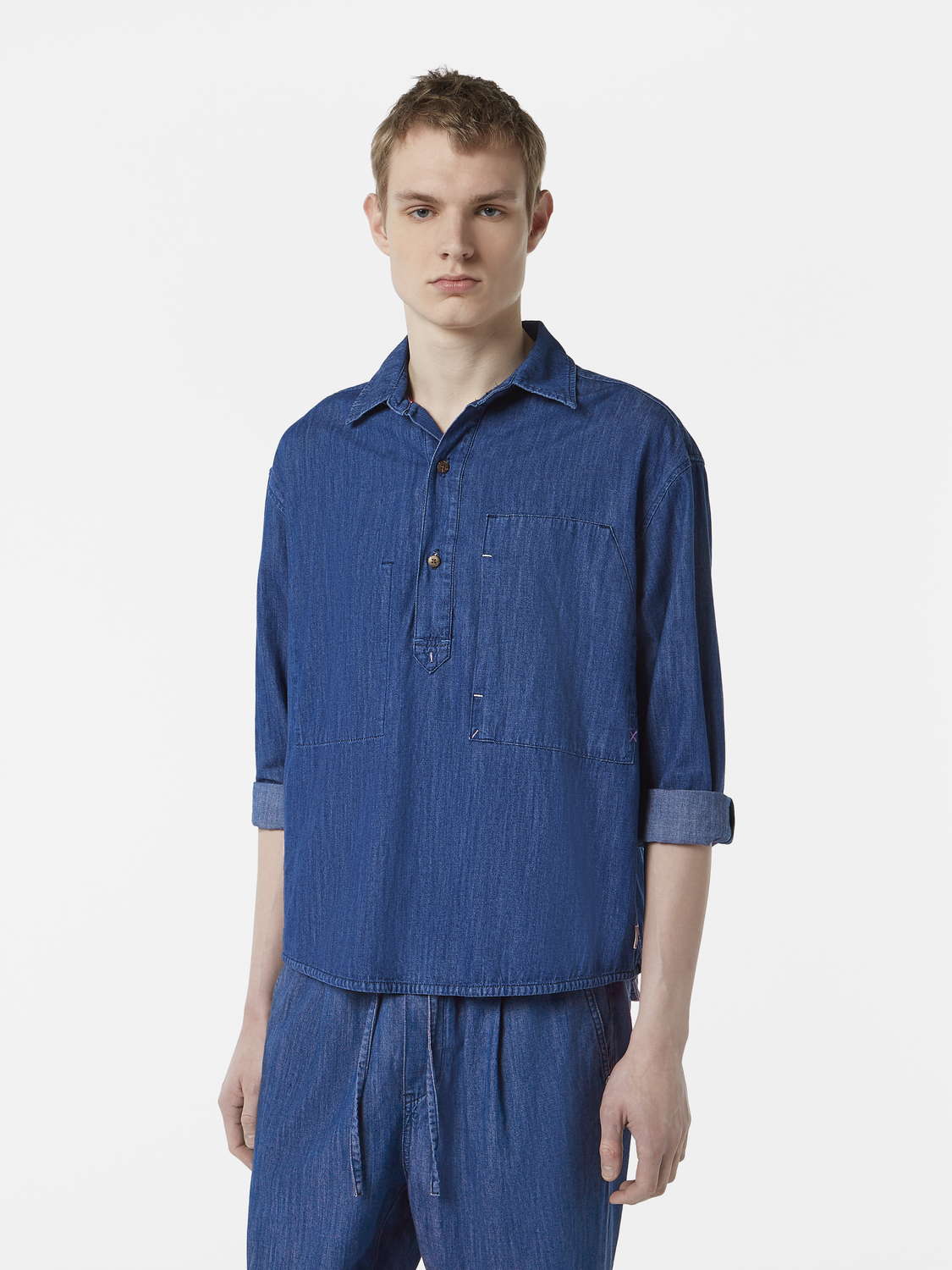 Lightweight Denim Quality Popover Workwear Shirt