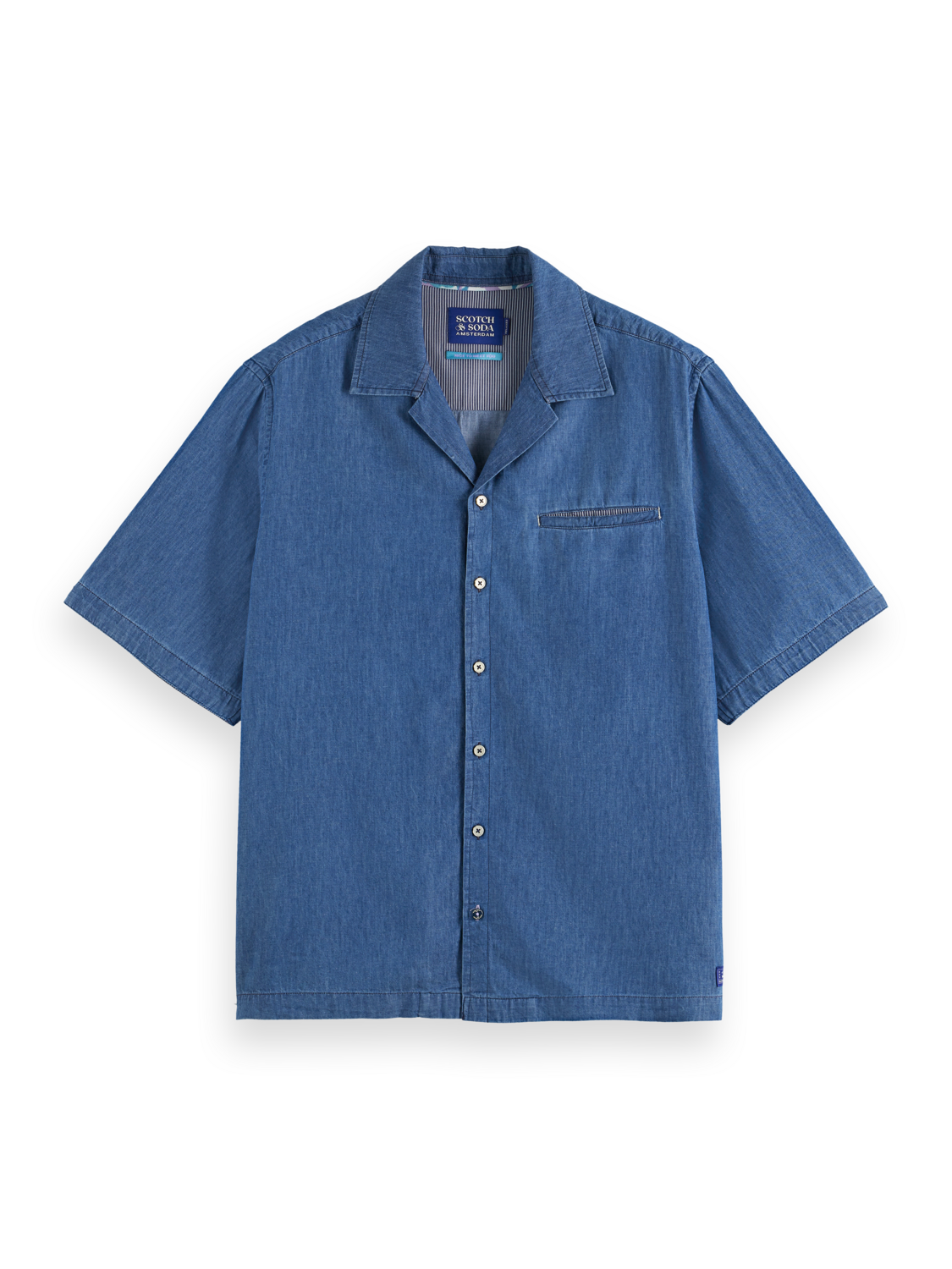 Relaxed-Fit Lightweight Denim Short Sleeve Shirt