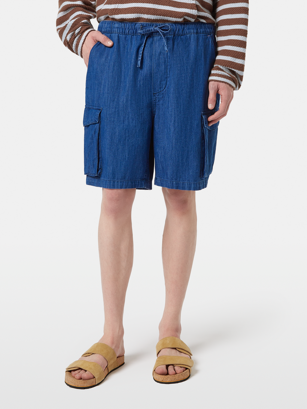 Lightweight Sporty Denim Beach Cargo Short