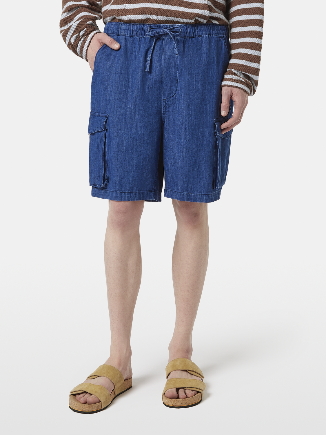 Lightweight Sporty Denim Beach Cargo Short
