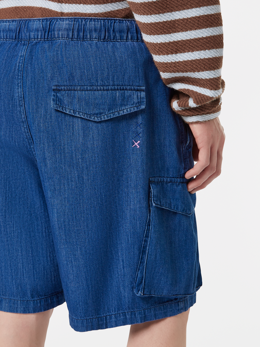 Lightweight Sporty Denim Beach Cargo Short