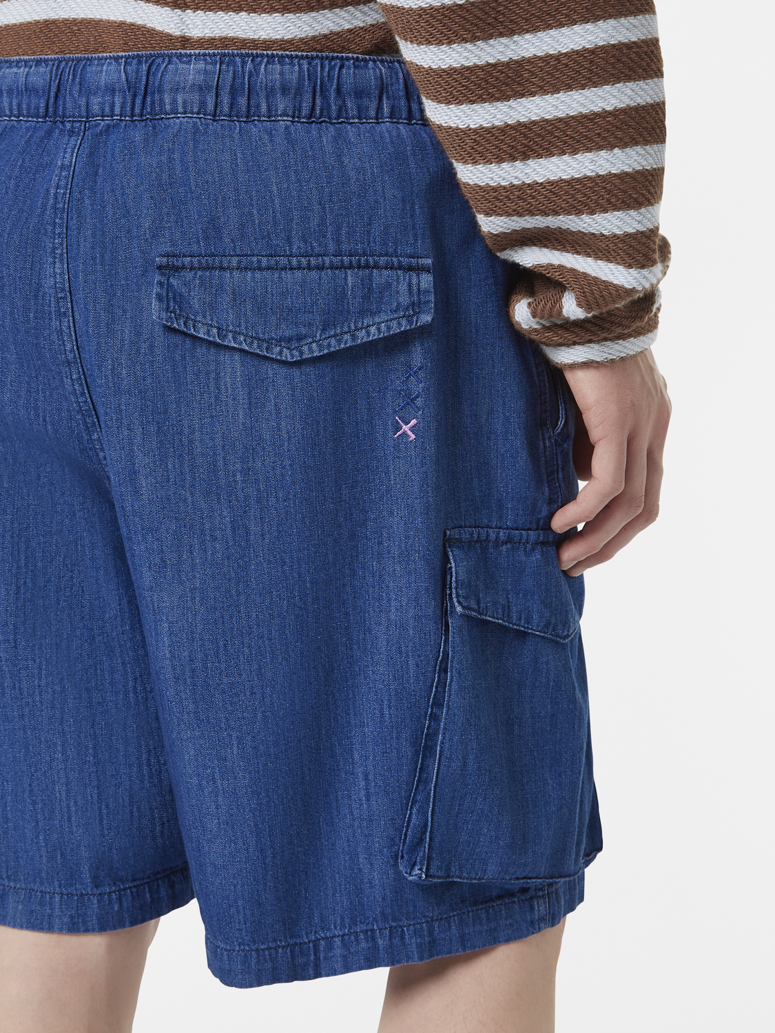 Lightweight Sporty Denim Beach Cargo Short